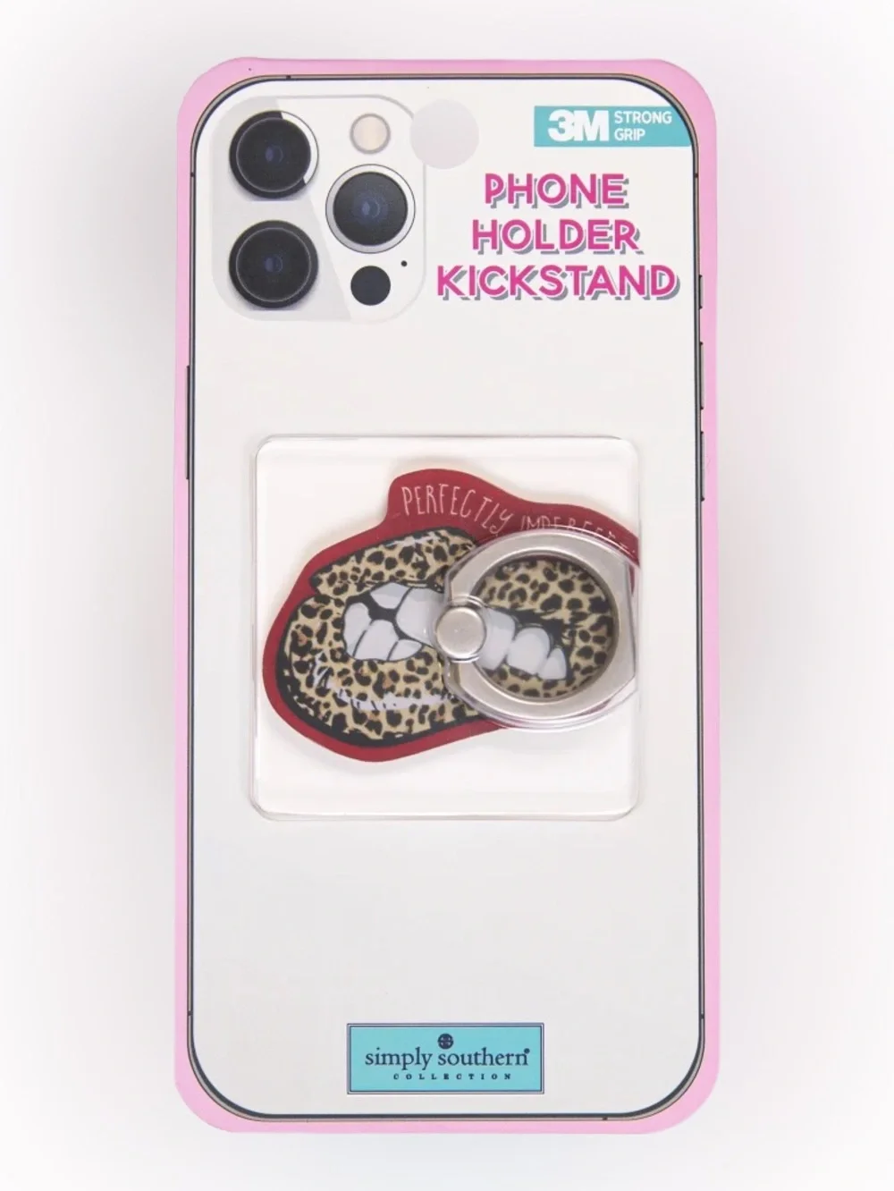 Simply Southern Leopard Lip Phone Holder Kickstand with Red Trim